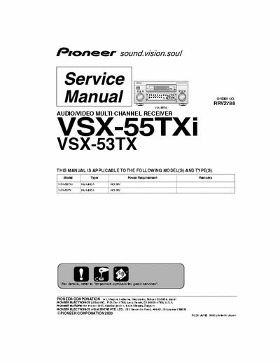 Pioneer VSX-55txi Looking for service Manual
Thanks